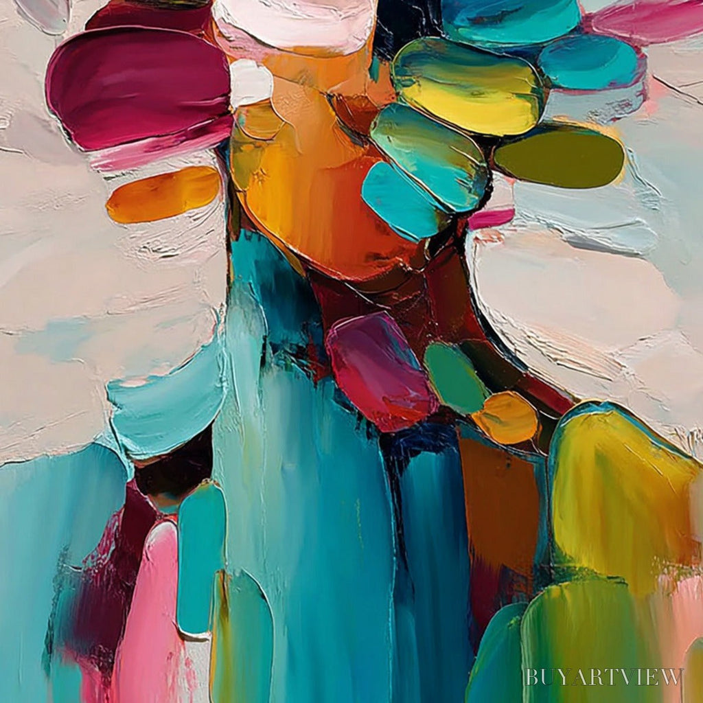 ARTOVITAS Persona in Bloom – Colorful Abstract Portrait Impasto Oil Painting - image 5
