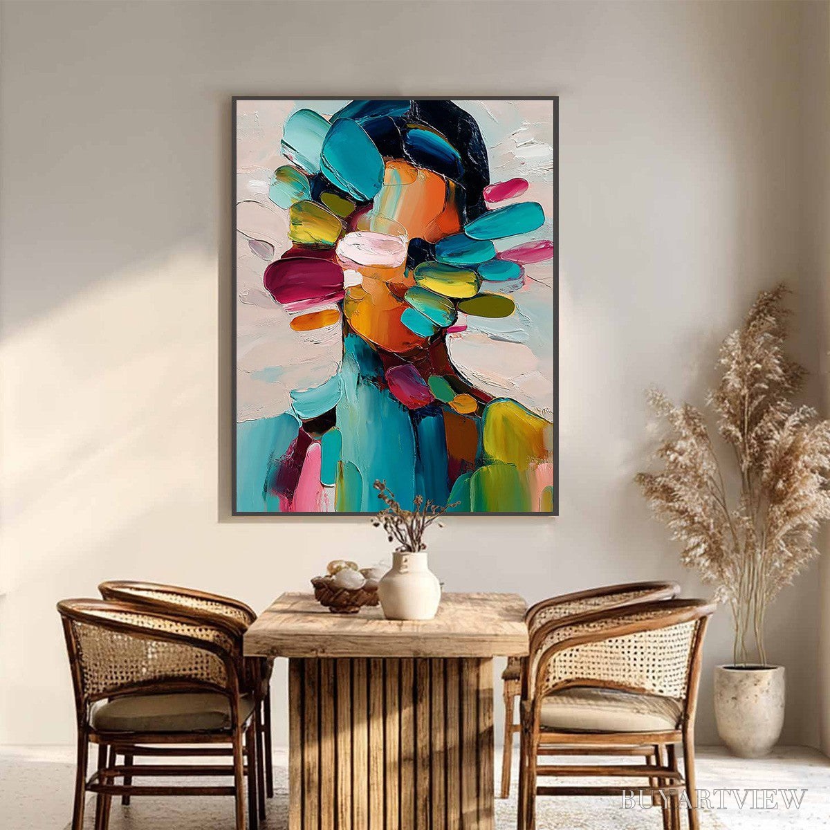 ARTOVITAS Persona in Bloom – Colorful Abstract Portrait Impasto Oil Painting - image 6