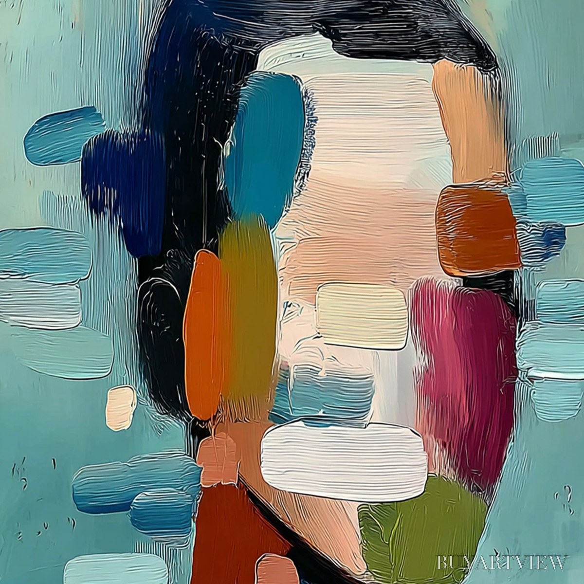 ARTOVITAS Kaleidoscope – Textured Abstract Portrait Oil Painting - image 3