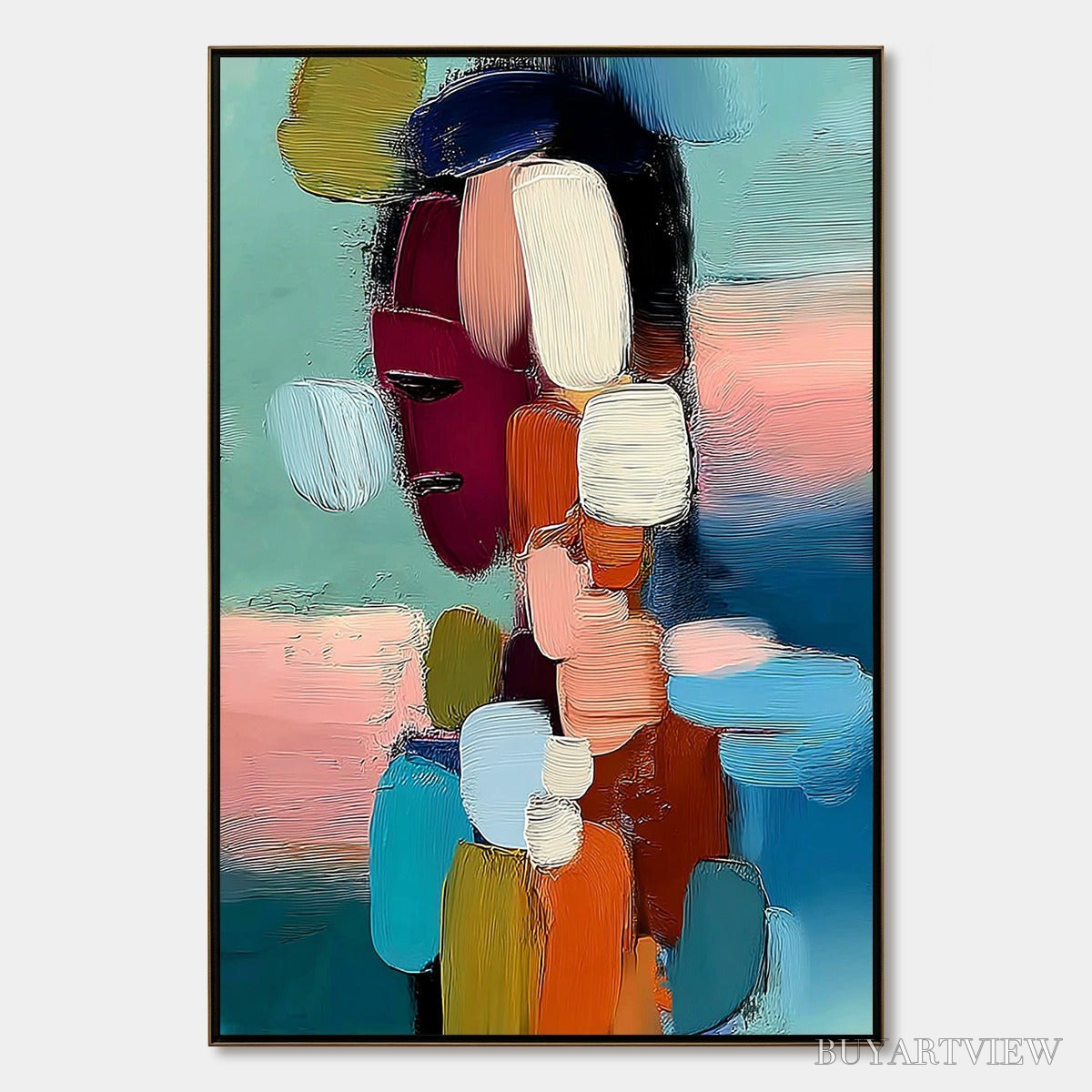 ARTOVITAS Mosaic of Thoughts – Textured Abstract Portrait Painting with Bold Colors - image 1