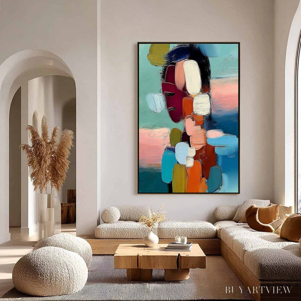 ARTOVITAS Mosaic of Thoughts – Textured Abstract Portrait Painting with Bold Colors - image 4