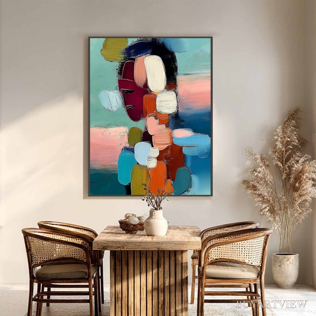 ARTOVITAS Mosaic of Thoughts – Textured Abstract Portrait Painting with Bold Colors - image 6