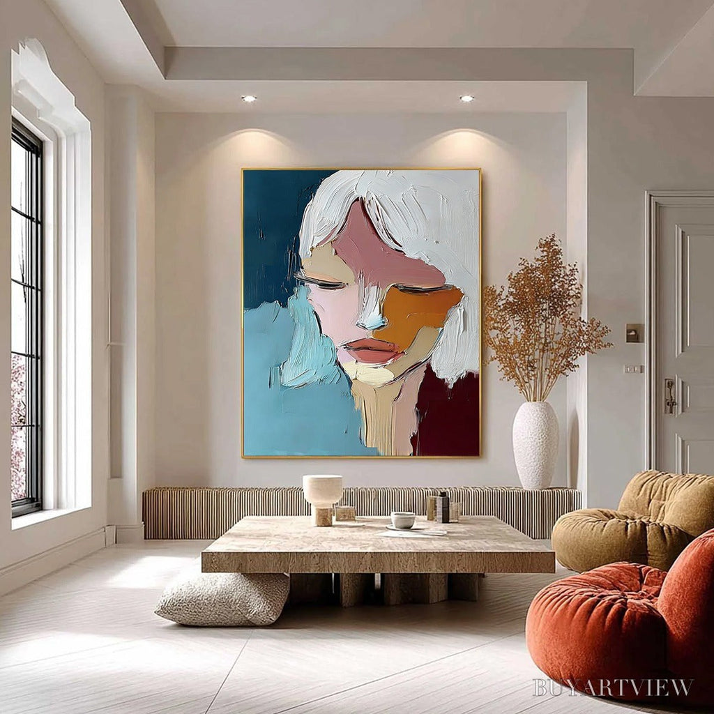 ARTOVITAS Quietude – Textured Abstract Portrait Palette Knife Oil Painting - image 2