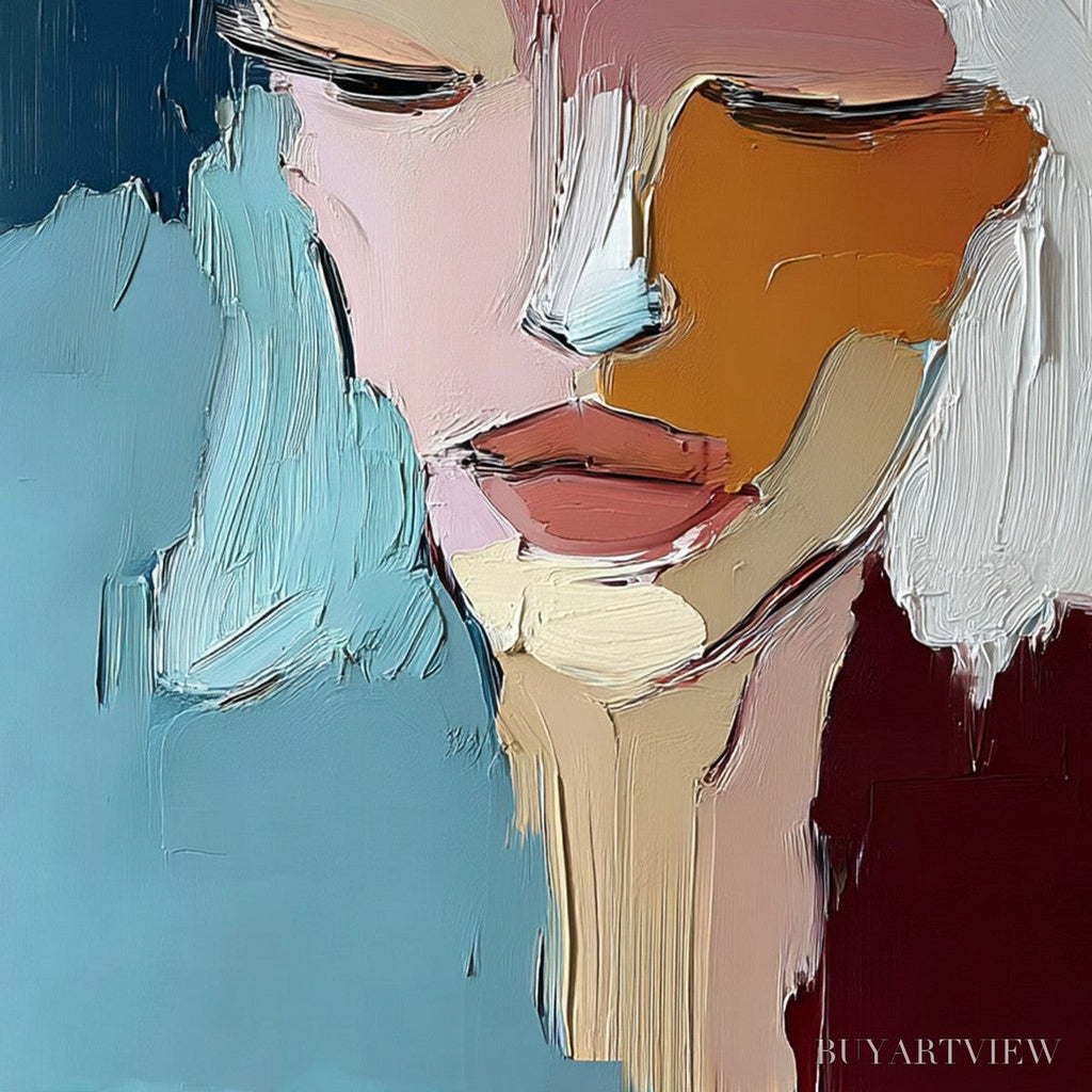 ARTOVITAS Quietude – Textured Abstract Portrait Palette Knife Oil Painting - image 5