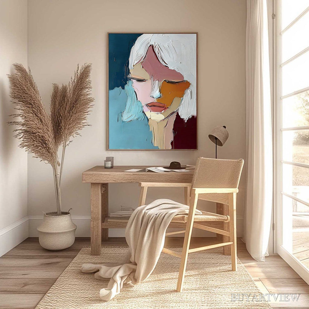 ARTOVITAS Quietude – Textured Abstract Portrait Palette Knife Oil Painting - image 6