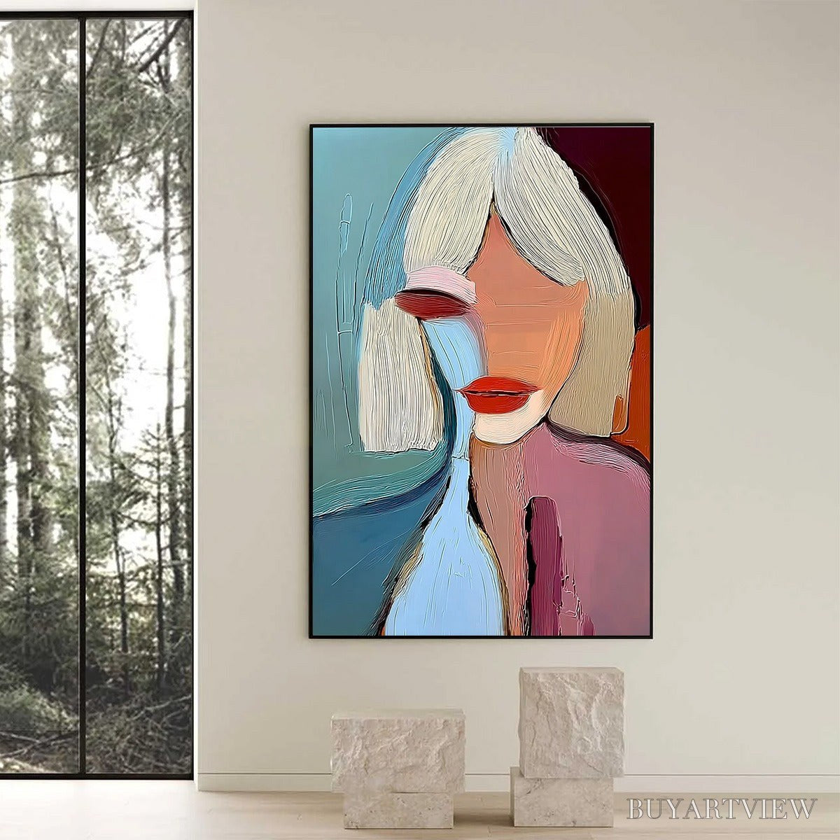 ARTOVITAS Moment in Color – Abstract Textured Portrait Painting of a Woman - image 2