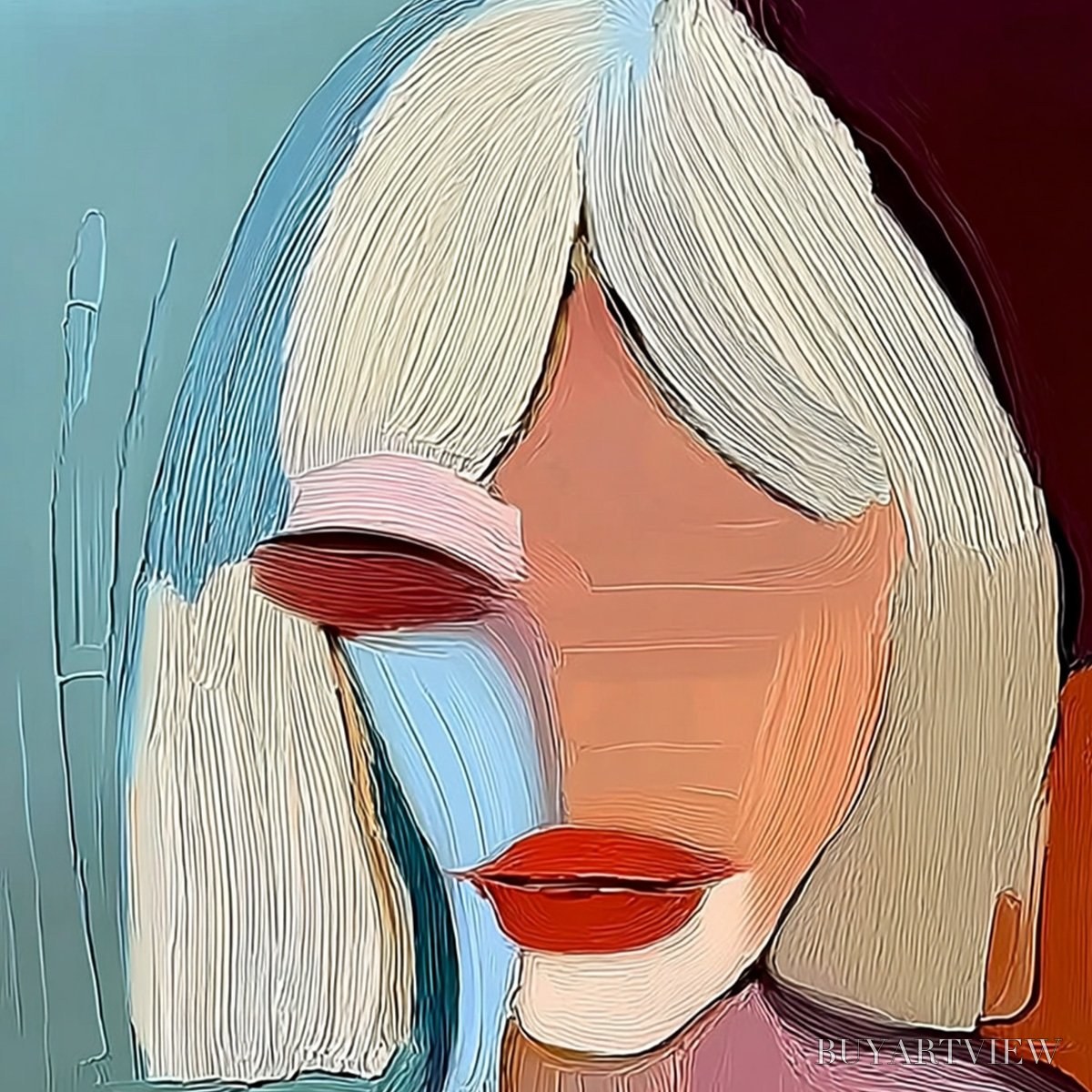 ARTOVITAS Moment in Color – Abstract Textured Portrait Painting of a Woman - image 3