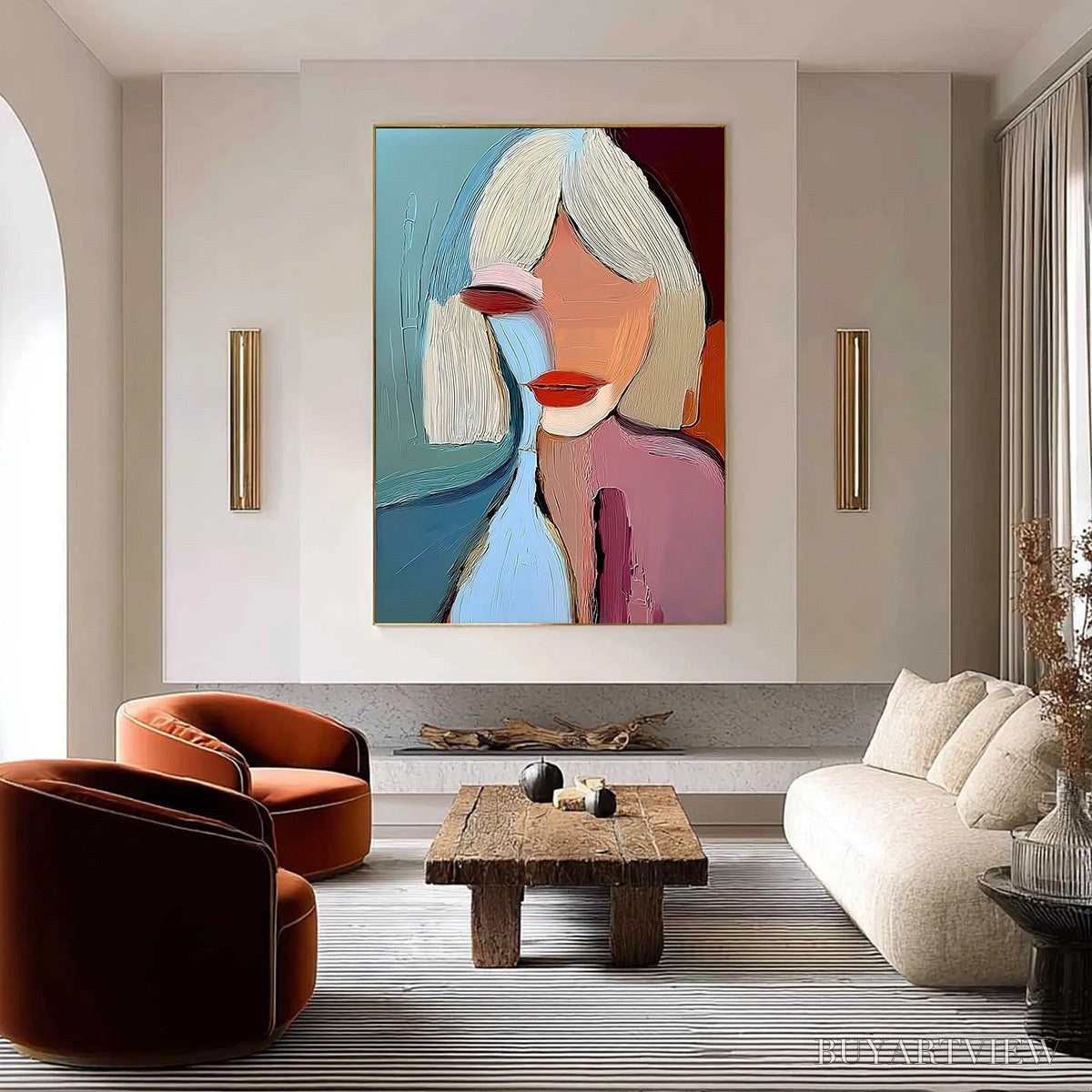 ARTOVITAS Moment in Color – Abstract Textured Portrait Painting of a Woman - image 4