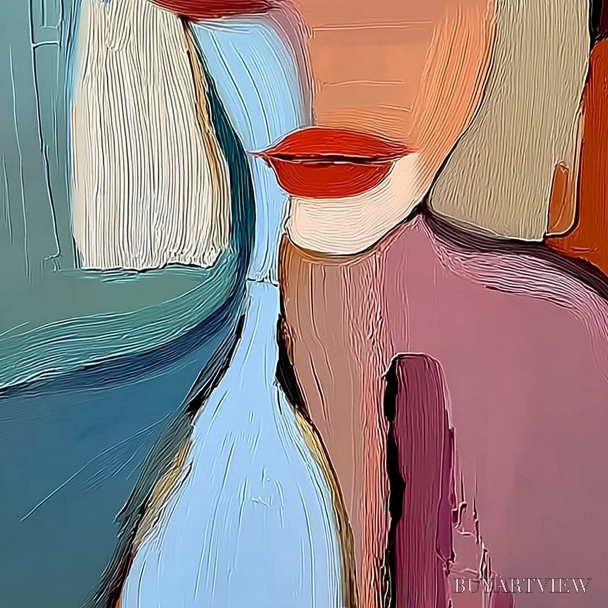 ARTOVITAS Moment in Color – Abstract Textured Portrait Painting of a Woman - image 5