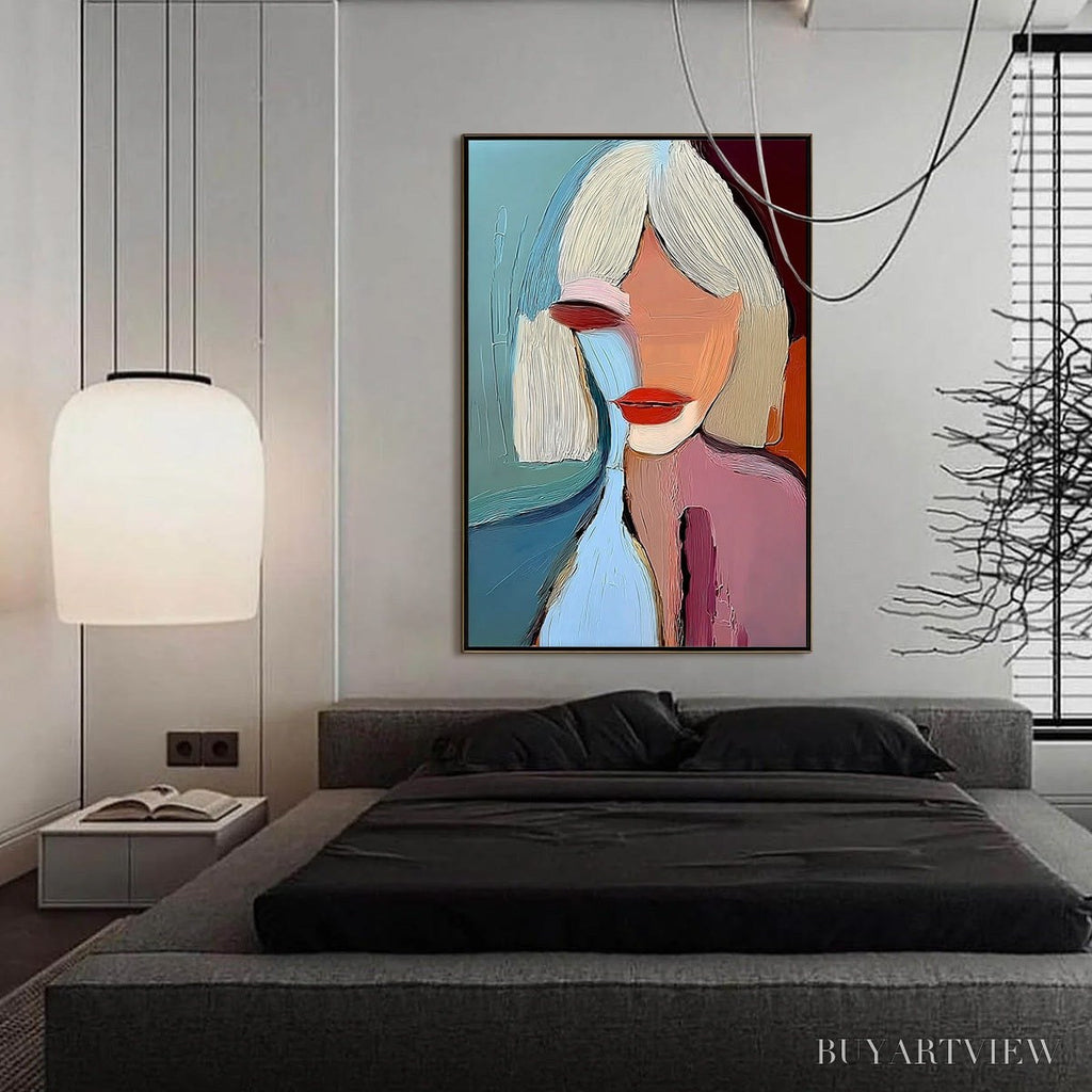 ARTOVITAS Moment in Color – Abstract Textured Portrait Painting of a Woman - image 6