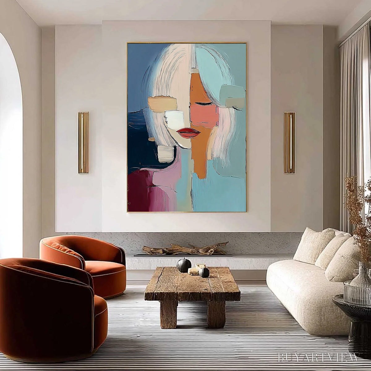ARTOVITAS Mosaic of Thoughts – Abstract Textured Portrait for Modern Decor - image 4