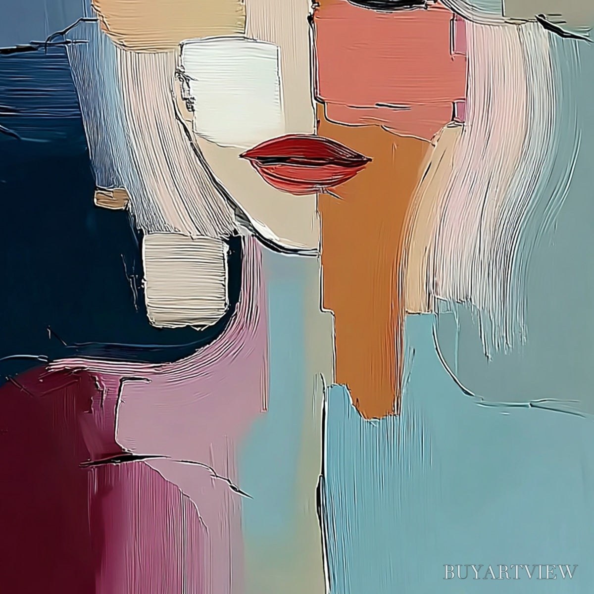 ARTOVITAS Mosaic of Thoughts – Abstract Textured Portrait for Modern Decor - image 5