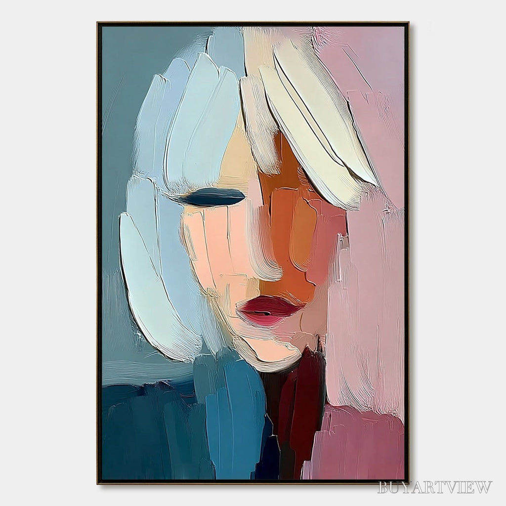 ARTOVITAS Fragmented Serenity – Colorful Abstract Portrait Impasto Oil Painting - image 1
