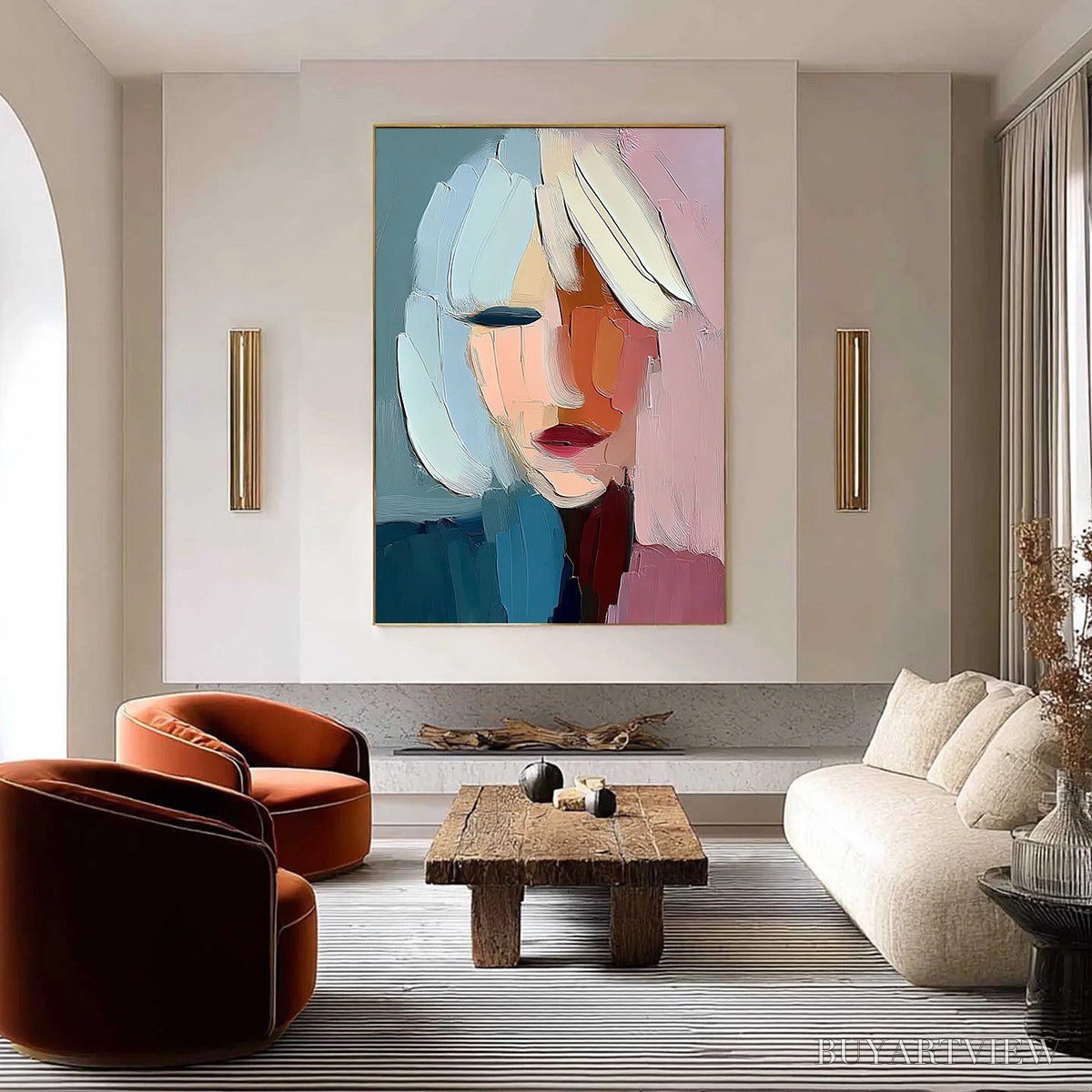 ARTOVITAS Fragmented Serenity – Colorful Abstract Portrait Impasto Oil Painting - image 4