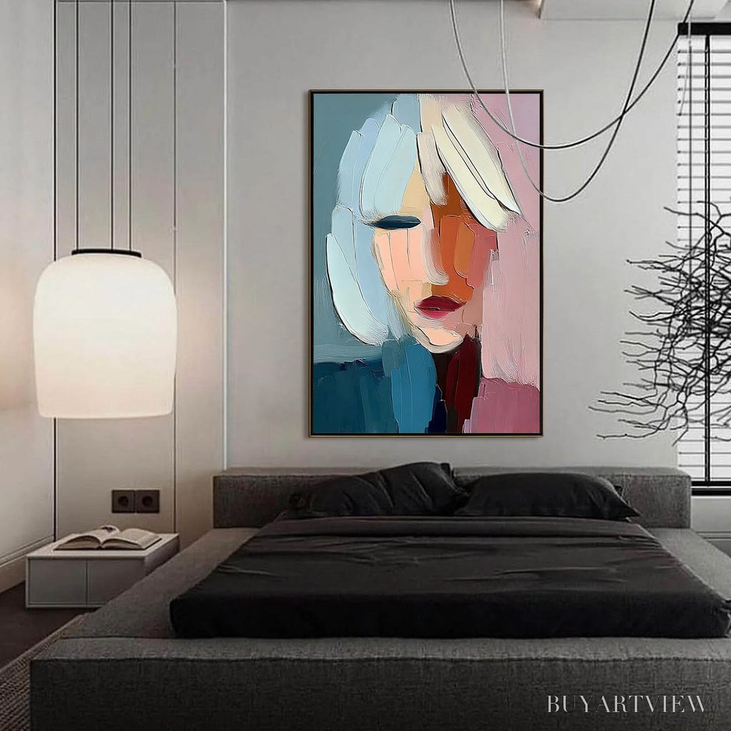 ARTOVITAS Fragmented Serenity – Colorful Abstract Portrait Impasto Oil Painting - image 6