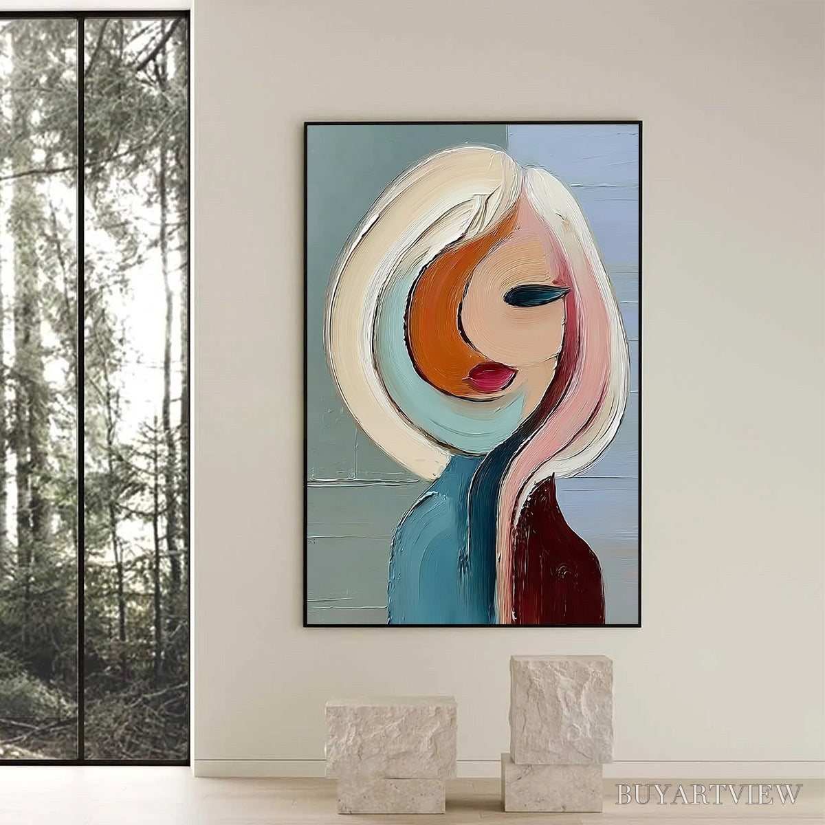 ARTOVITAS Inner World – Textured Abstract Figurative Portrait Painting - image 2