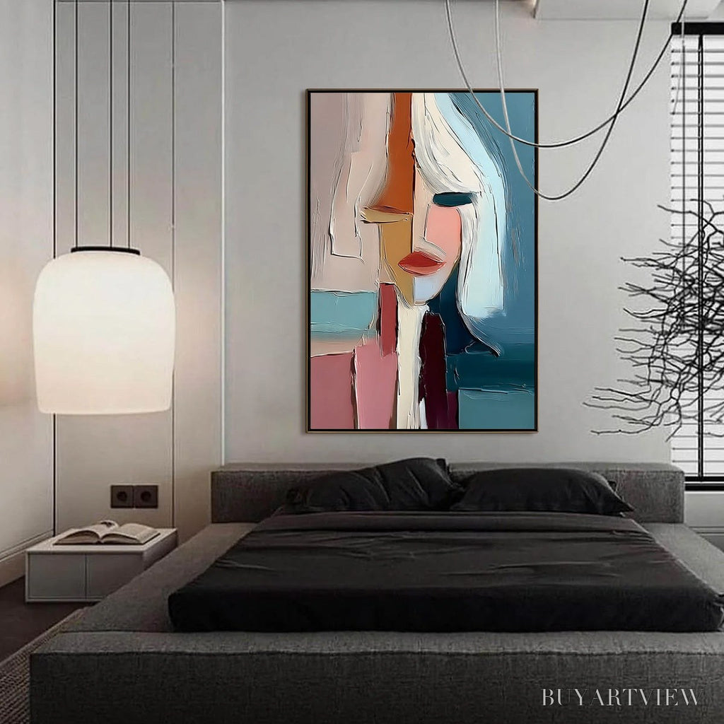 ARTOVITAS Mosaic Muse – Abstract Figurative Portrait Oil Painting with Heavy Texture - image 6