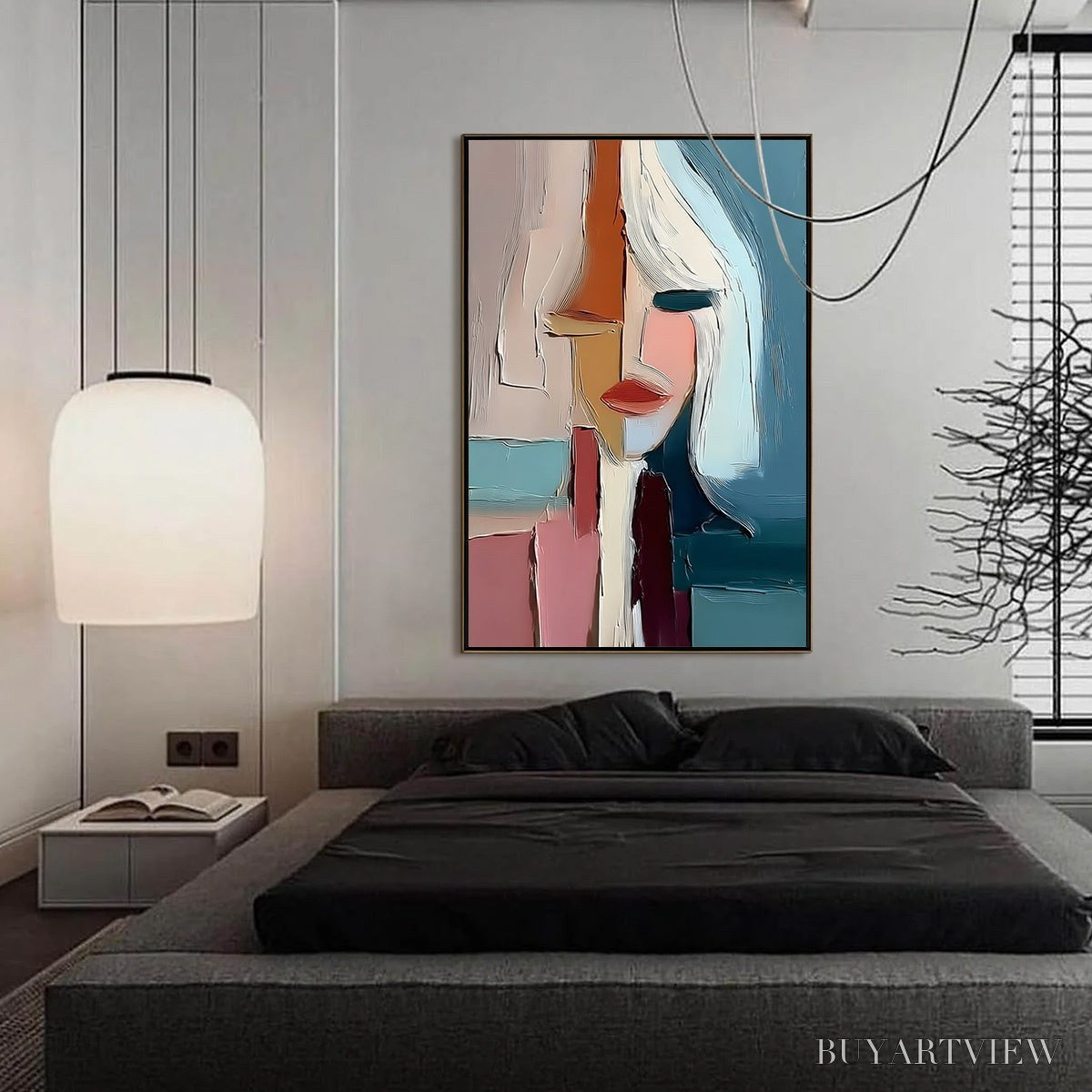 ARTOVITAS Mosaic Muse – Abstract Figurative Portrait Oil Painting with Heavy Texture - image 6