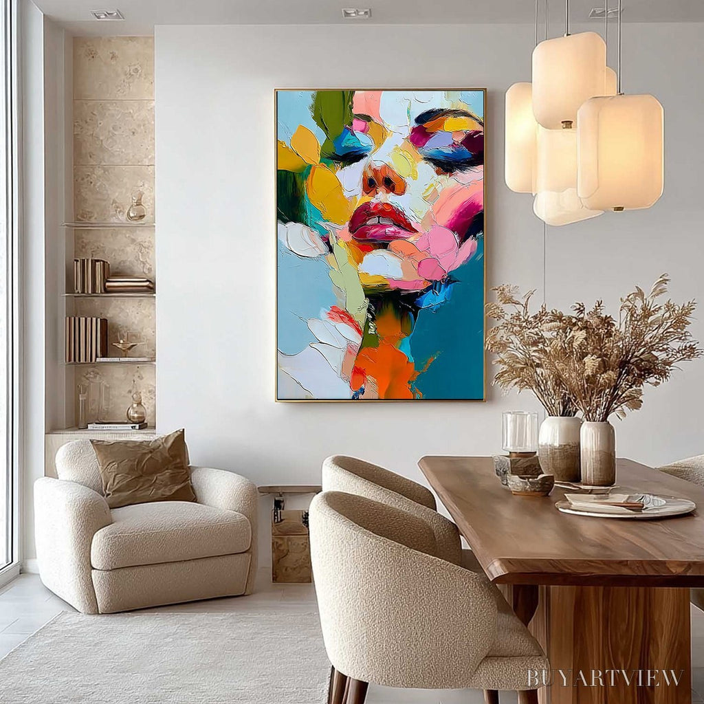 ARTOVITAS Kaleidoscope Soul – Colorful Abstract Impasto Portrait Oil Painting - image 2