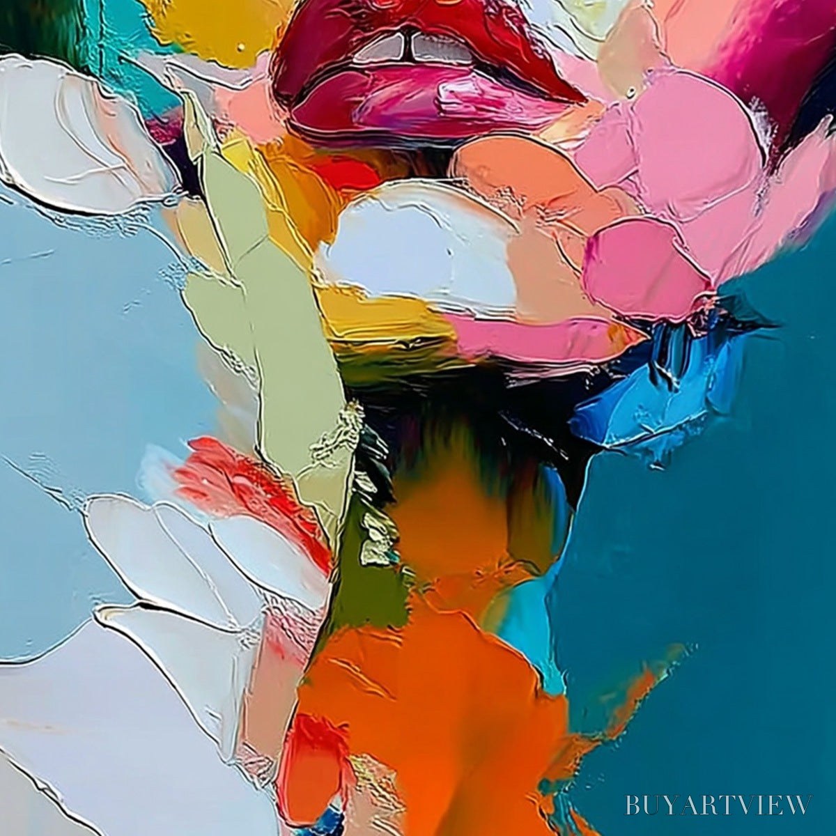 ARTOVITAS Kaleidoscope Soul – Colorful Abstract Impasto Portrait Oil Painting - image 3