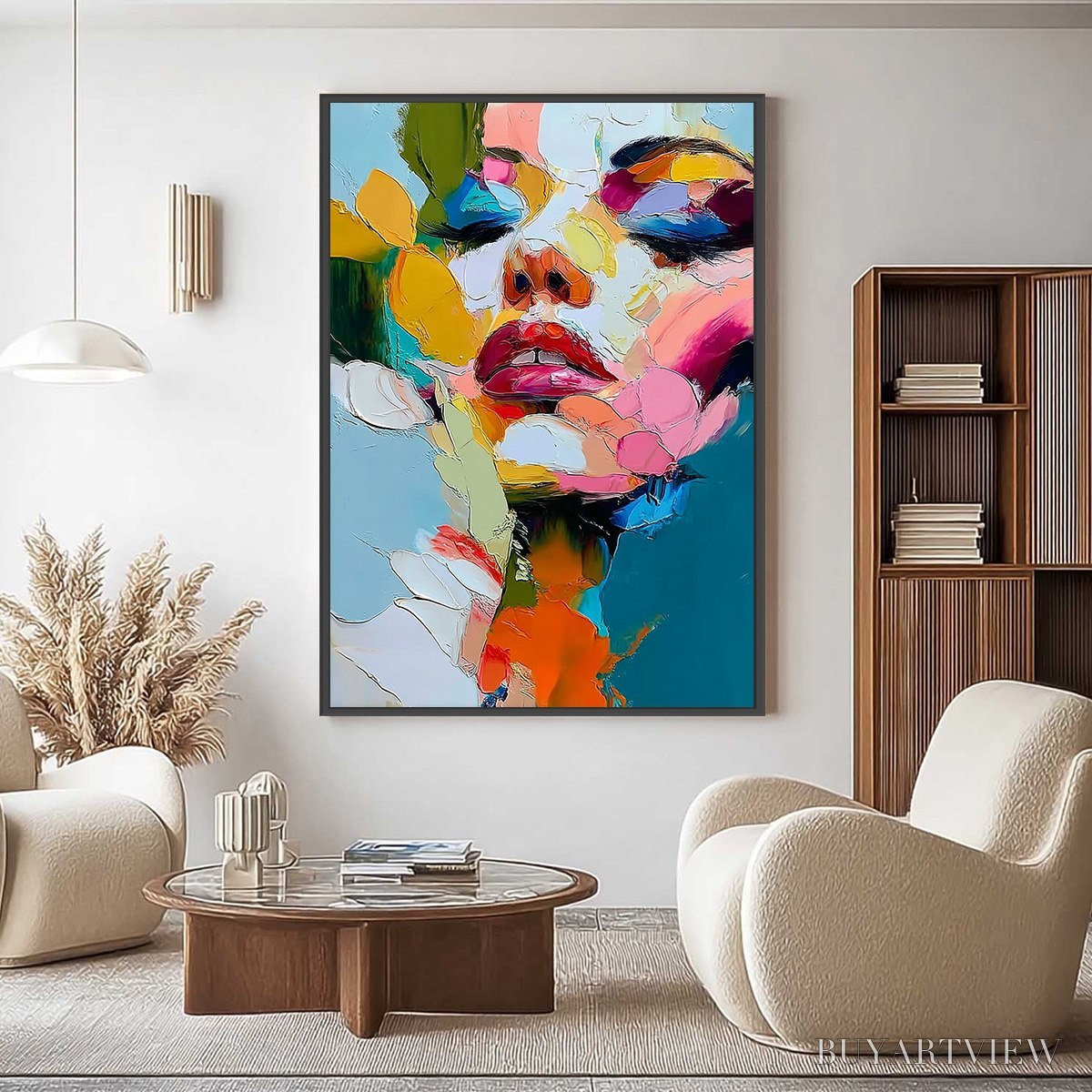 ARTOVITAS Kaleidoscope Soul – Colorful Abstract Impasto Portrait Oil Painting - image 4