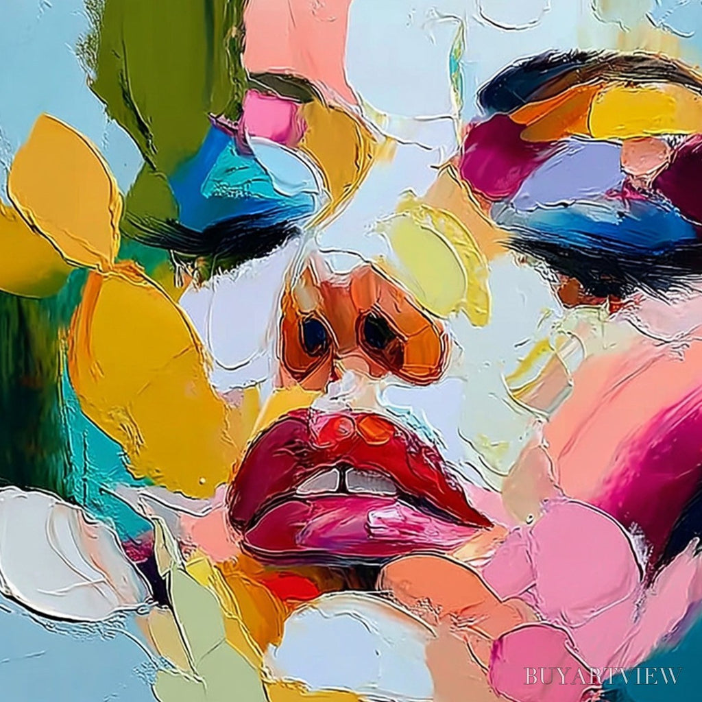 ARTOVITAS Kaleidoscope Soul – Colorful Abstract Impasto Portrait Oil Painting - image 5
