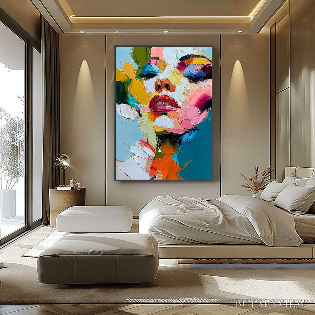 ARTOVITAS Kaleidoscope Soul – Colorful Abstract Impasto Portrait Oil Painting - image 6