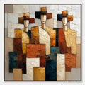 ARTOVITAS the Triad – Textured Geometric Figurative Portrait Painting - image 1