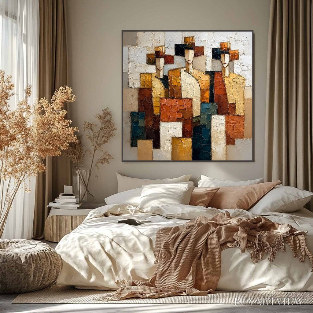 ARTOVITAS the Triad – Textured Geometric Figurative Portrait Painting - image 2