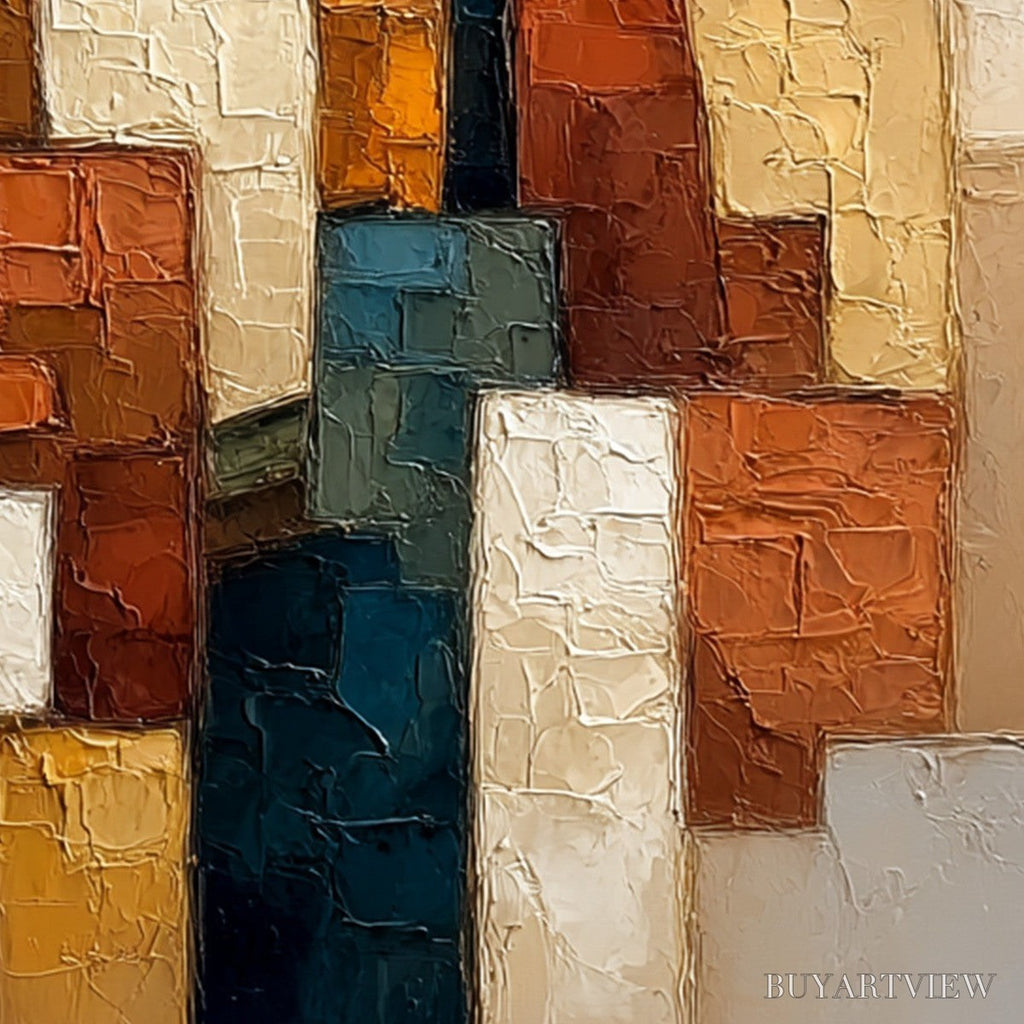 ARTOVITAS the Triad – Textured Geometric Figurative Portrait Painting - image 3