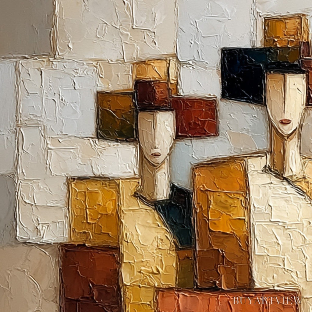 ARTOVITAS the Triad – Textured Geometric Figurative Portrait Painting - image 5