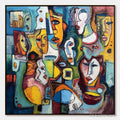 ARTOVITAS Mosaic of Minds – Colorful Abstract Figurative Faces Oil Painting - image 1