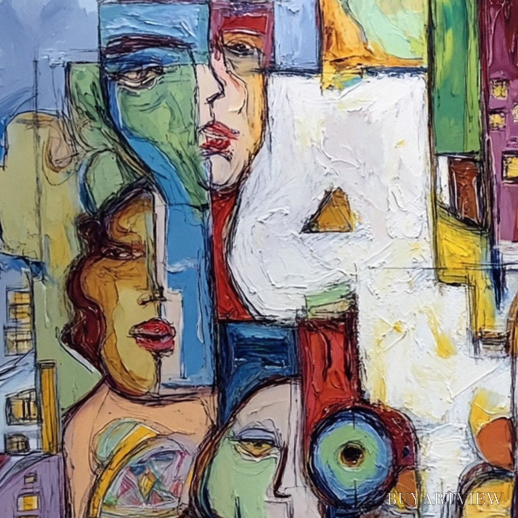 ARTOVITAS Urban Mosaic – Large Square Abstract Figurative - image 5