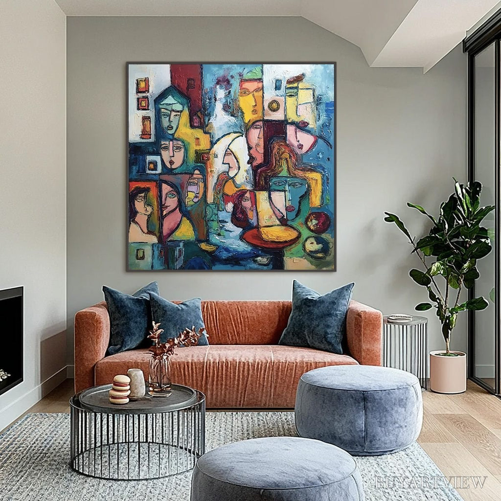 ARTOVITAS Urban Mosaic – Colorful Abstract Figurative Impasto Painting - image 2