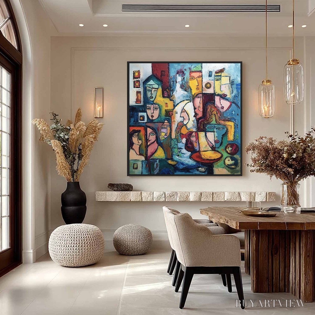 ARTOVITAS Urban Mosaic – Colorful Abstract Figurative Impasto Painting - image 4