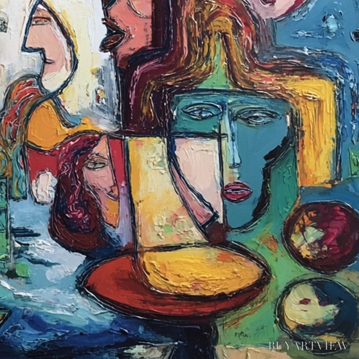 ARTOVITAS Urban Mosaic – Colorful Abstract Figurative Impasto Painting - image 5