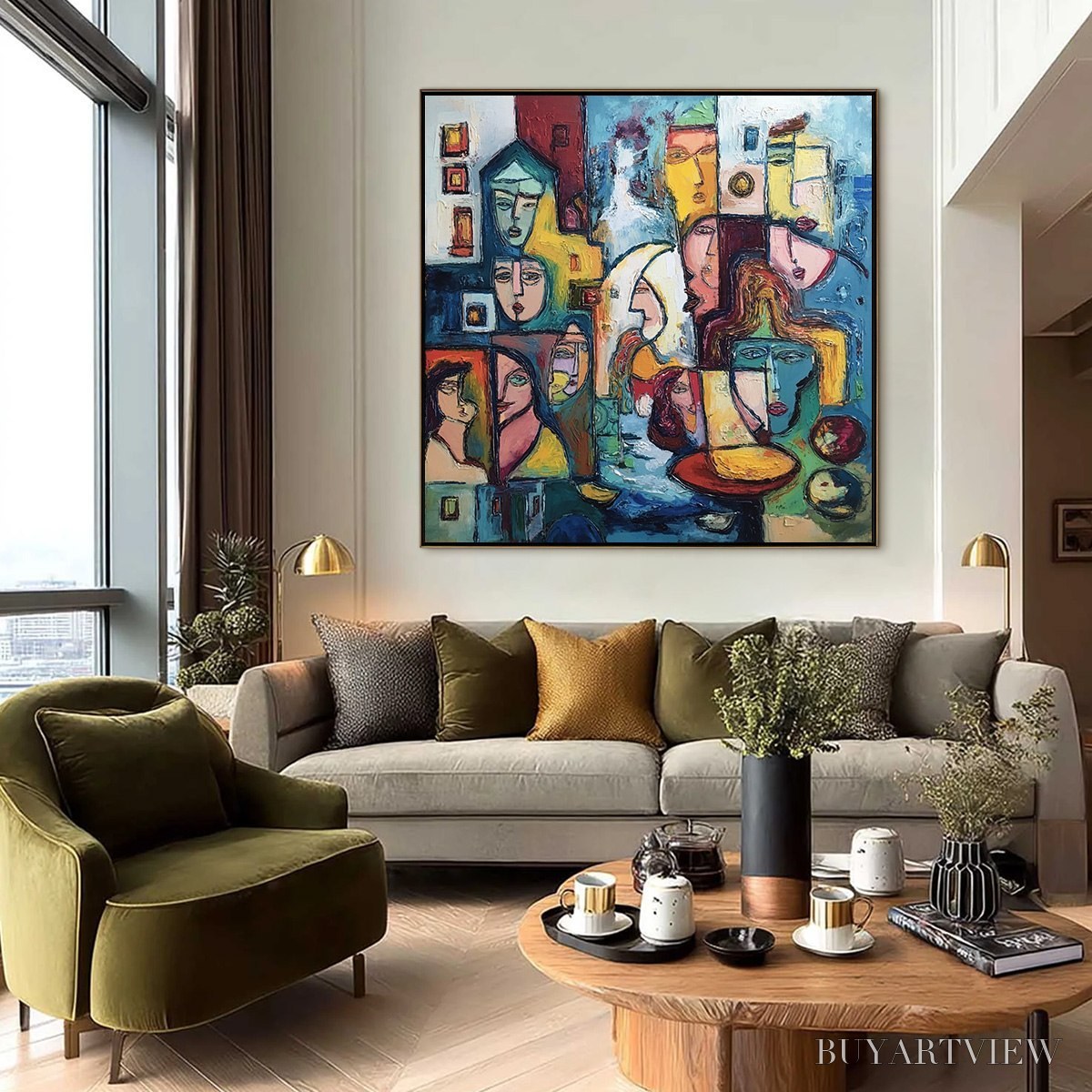 ARTOVITAS Urban Mosaic – Colorful Abstract Figurative Impasto Painting - image 6