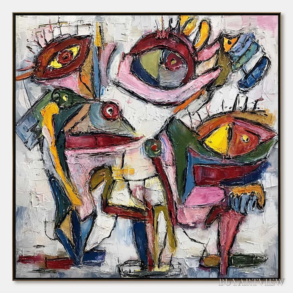 ARTOVITAS Fractured Gaze – Colorful Textured Abstract Figurative Impasto - image 1