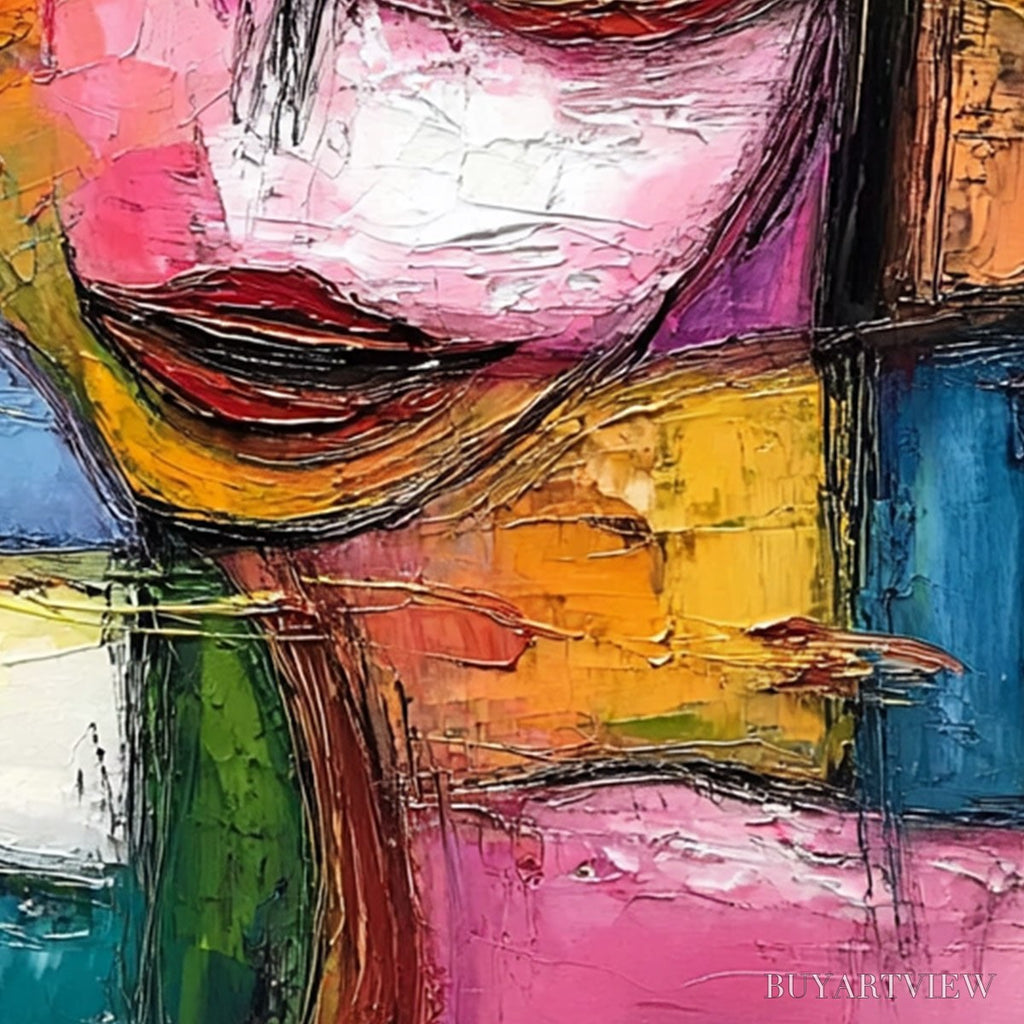 ARTOVITAS Kaleidoscope Soul – Colorful Abstract Impasto Portrait Oil Painting - image 5