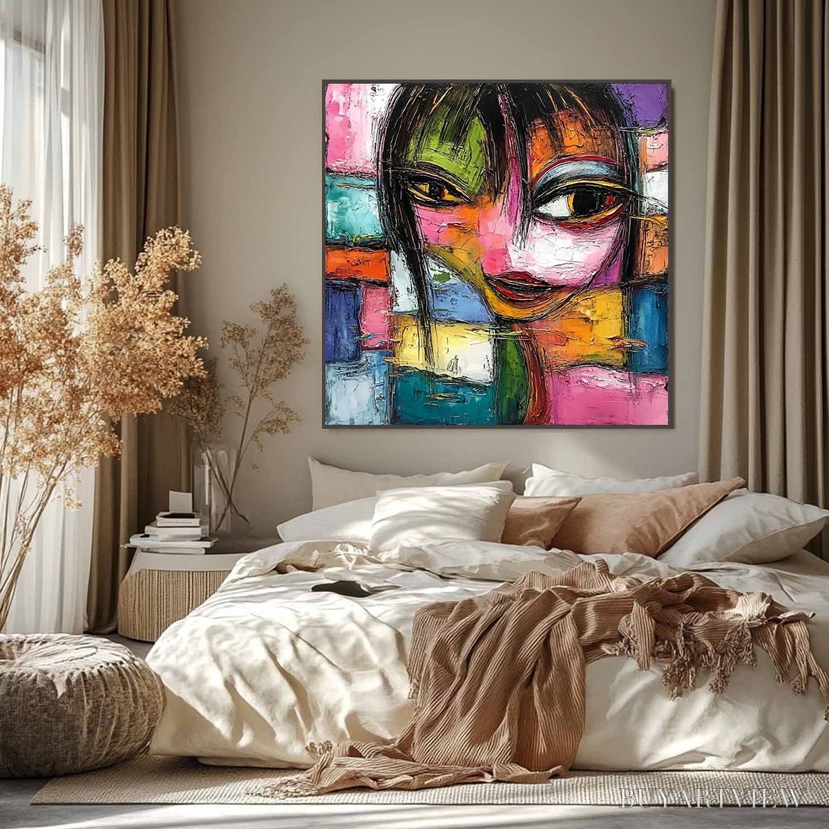 ARTOVITAS Kaleidoscope Soul – Colorful Abstract Impasto Portrait Oil Painting - image 6