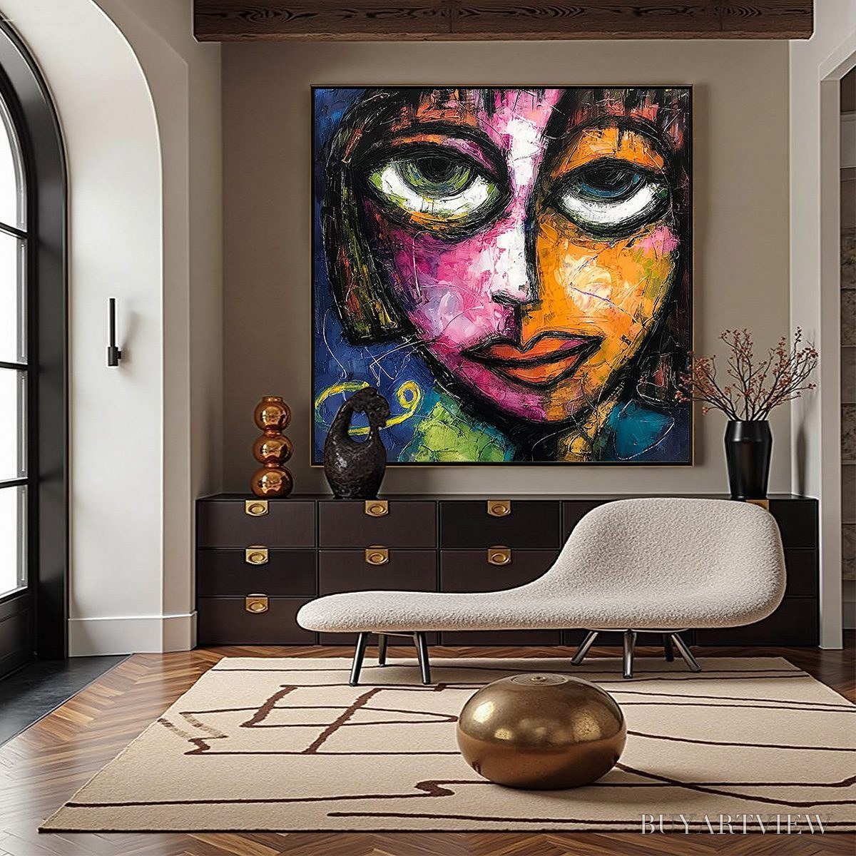 ARTOVITAS Kaleidoscope Soul – Colorful Abstract Impasto Portrait Oil Painting on Canvas - image 2