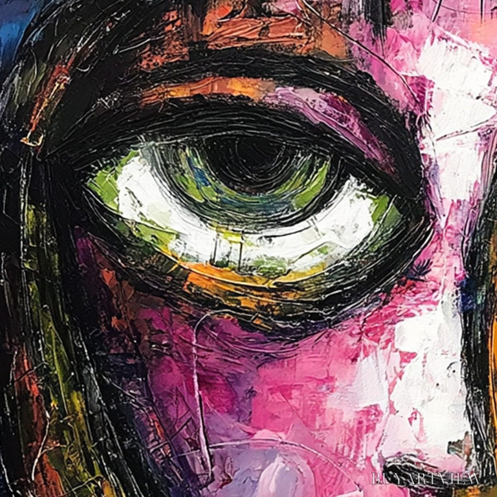 ARTOVITAS Kaleidoscope Soul – Colorful Abstract Impasto Portrait Oil Painting on Canvas - image 3