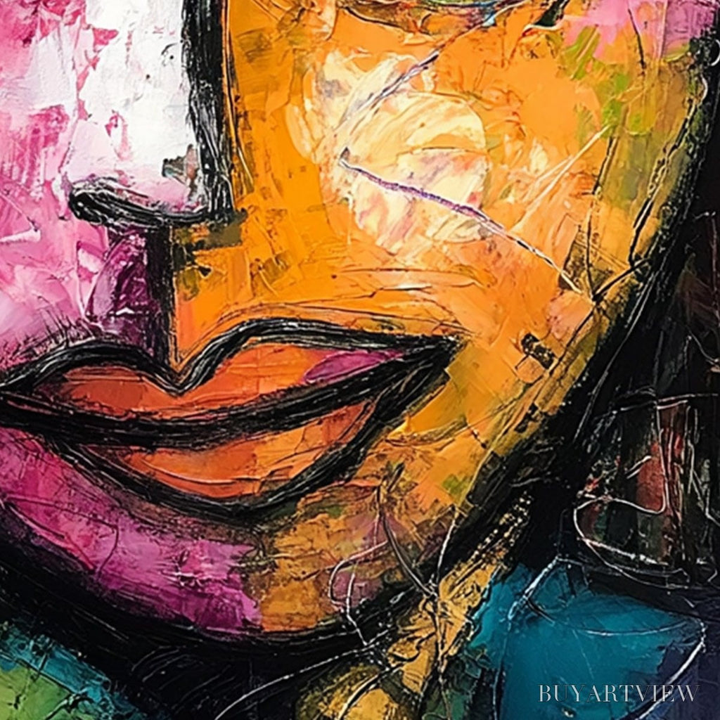 ARTOVITAS Kaleidoscope Soul – Colorful Abstract Impasto Portrait Oil Painting on Canvas - image 5