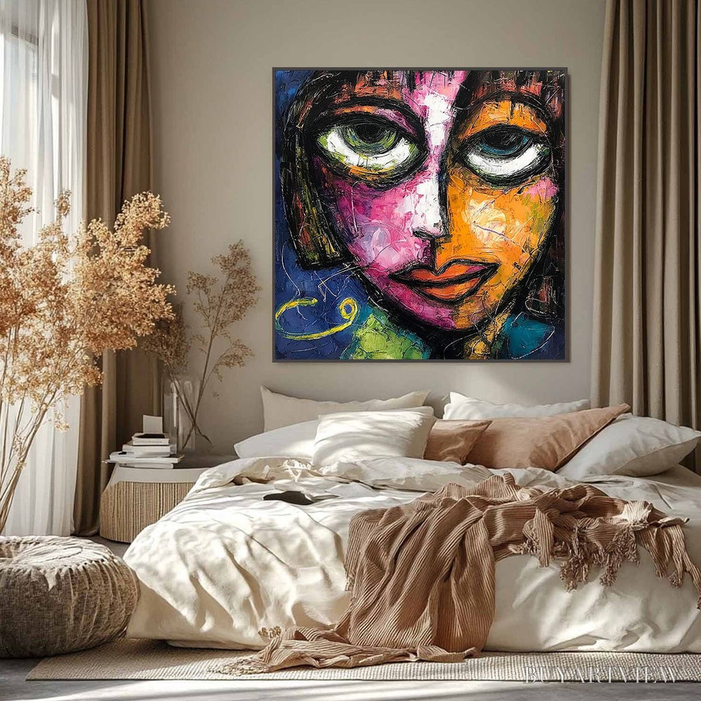ARTOVITAS Kaleidoscope Soul – Colorful Abstract Impasto Portrait Oil Painting on Canvas - image 6