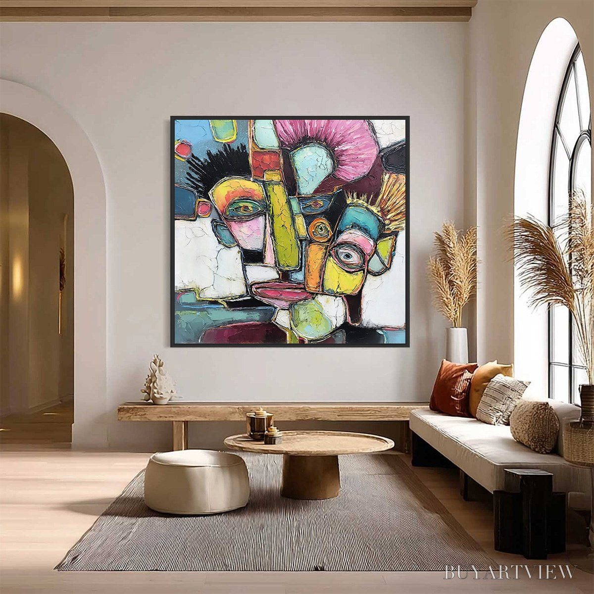 ARTOVITAS Dialogue in Color – Colorful Abstract Impasto Portrait Painting - image 2