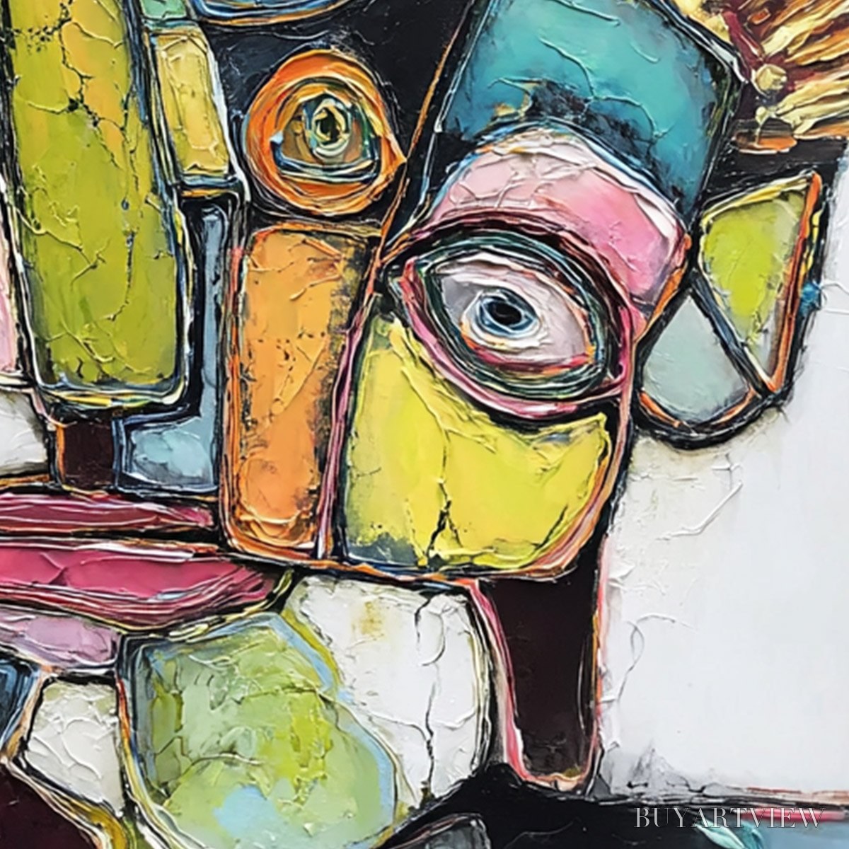 ARTOVITAS Dialogue in Color – Colorful Abstract Impasto Portrait Painting - image 3