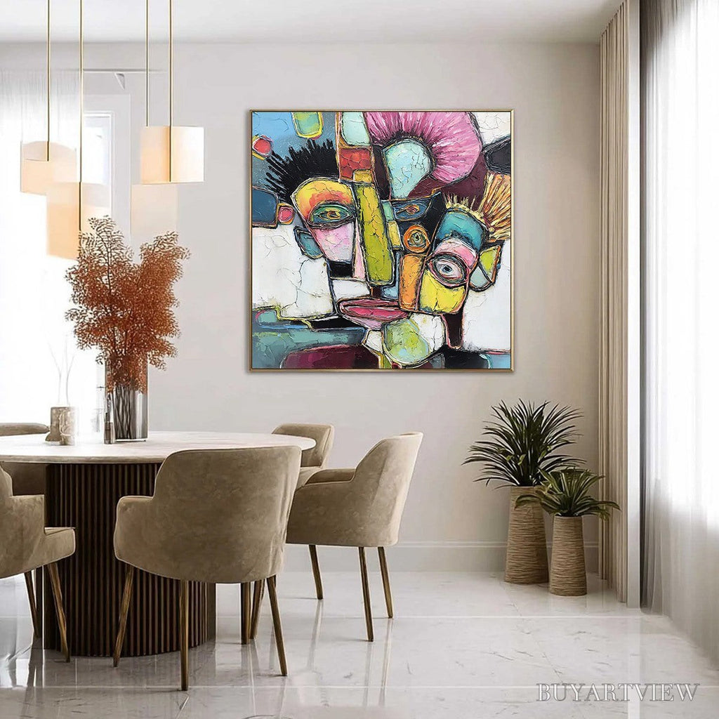 ARTOVITAS Dialogue in Color – Colorful Abstract Impasto Portrait Painting - image 4