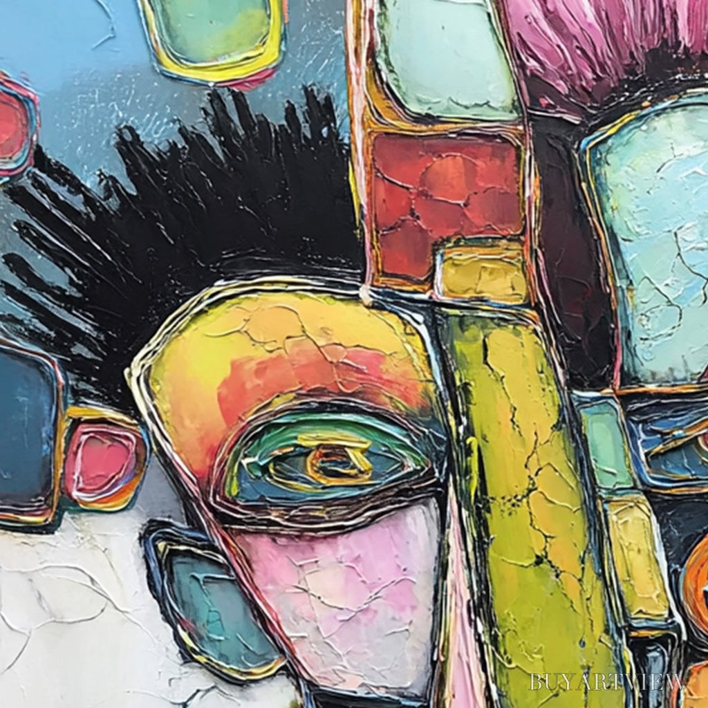 ARTOVITAS Dialogue in Color – Colorful Abstract Impasto Portrait Painting - image 5