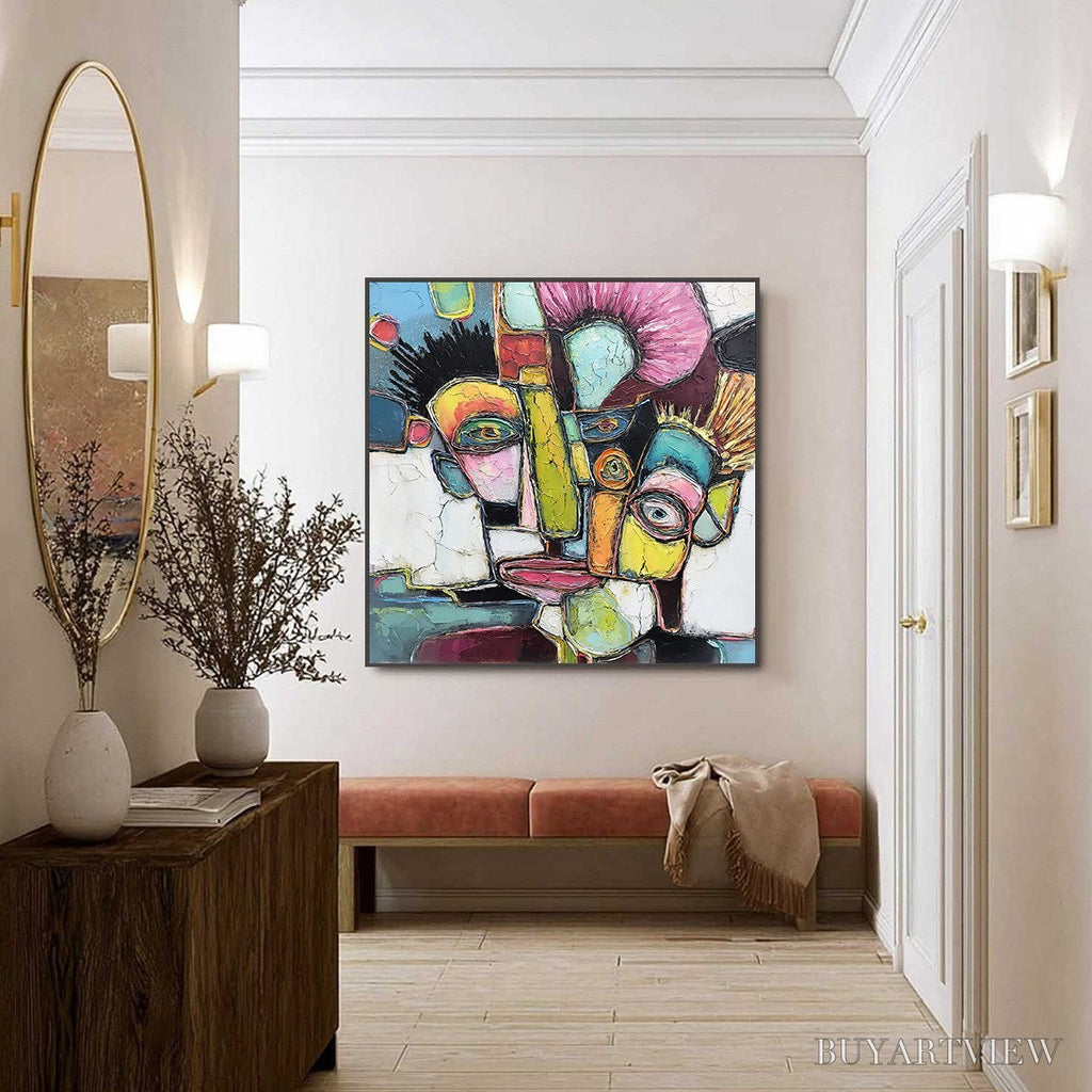 ARTOVITAS Dialogue in Color – Colorful Abstract Impasto Portrait Painting - image 6