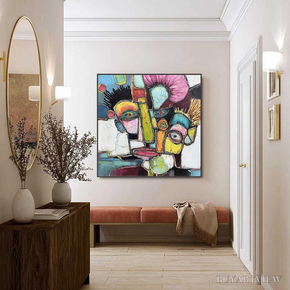 ARTOVITAS Dialogue in Color – Colorful Abstract Impasto Portrait Painting - image 6